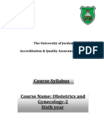 Course Syllabus Course Name: Obstetrics and Gynecology-2 Sixth Year