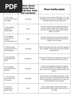 The Content of Academic Text Please Choose Among These: Introduction, Body, and Conclusion Please Briefly Explain