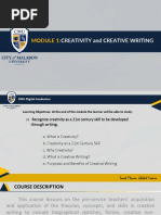 Module 1 CREATIVITY and CREATIVE WRITING