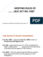 Implementing Rules of Republic Act No. 5487: Prepared By: Gerald Kevin P. Hernandez, Rcrim, MSCJ, CST