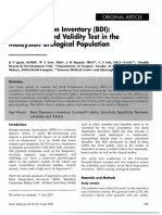 Beck Depression Inventory (BDI) - A Reliability and Validity Test in The Malaysian Urological Population