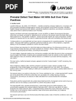 Article Re Prenatal Defect Test Maker Hit With Suit Over False Positives