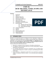 UNIT: 01 Research: Meaning, Types, Scope and Significance