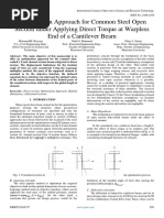 Optimization Approach For Common Steel Open Section Under Applying Direct Torque at Warpless End of A Cantilever Beam