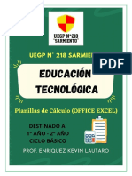 EDUCACIÓN TECNOLÓGICA - Módulo 4. Planillas de Cálculo EXCEL