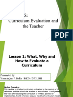 Curriculum Evaluation and The Teacher