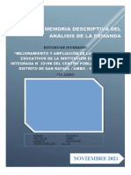 Memoria Descriptiva Del Análisis de La Demanda: Noviembre 2021