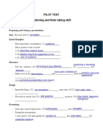 Pilot Test (Listening and Note Taking)