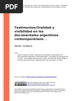 Aprea, Gustavo (2008) - TestimoniosOralidad y Visibilidad en Los Documentales Argentinos Contemporaneos