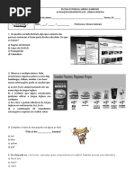 Avaliação Diag. de Ingles 6 Ano Risi