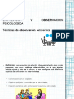 Entrevista Y Observacion Psicologica Técnicas de Observación: Entrevista