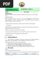 Quarter 2 Week 5 Mathematics 10: Expectations