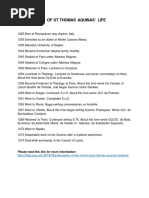 Chronology of ST Thomas Aquinas