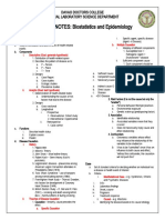 STUDENT NOTES: Biostatistics and Epidemiology: Davao Doctors College Medical Laboratory Science Department