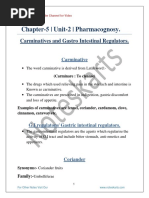 Chapter-5 - Unit-2 - Pharmacognosy.: Carminatives and Gastro Intestinal Regulators