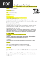 Sample Lesson Plan Format Lesson Plan #2 Expectations Are Highlighted in Yellow