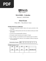 MA1102R - Calculus: Semester 2: AY2017/2018