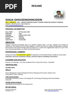 Khaja Ghouse Moinuddin - 11 Yrs Experience With Aramco Approved - QC Inspector - Civil