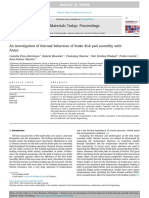 An Investigation of Thermal Behaviour of Brake Disk Pad Assembly With