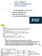 Chapitre 2 - La Rentabilité Économique Des Investissements - TD