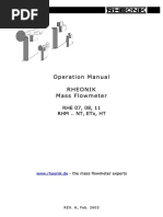 Operation Manual Rheonik Mass Flowmeter: RHE 07, 08, 11 RHM .. NT, Etx, HT