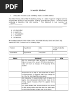 Scientific Method: II. Read The Statement in The Middle Column. Match With The Steps To The Left Column Only