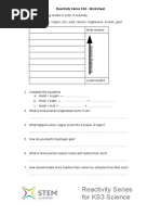 Worksheet Reactivity Series ks3