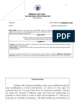 RPMS SY 2021-2022: Teacher Reflection Form (TRF)