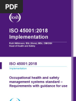 Iso 45001:2018 Implementation: Ruth Wilkinson, BSC (Hons), MSC, Cmiosh Head of Health and Safety