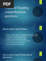 Types of Reading Comprehension Questions