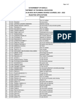 Government of Kerala Department of Technical Education Admission To M.Tech./M.Arch./M.Planning Degree Courses, 2021 - 2022 Rejected Applications