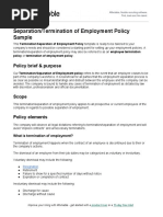 Separation/Termination of Employment Policy Sample