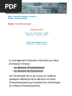 GF Chapitre Les Choix D'investissements Cours Et Applications Corrigées Semestre 5 Prof Jamal Youssef