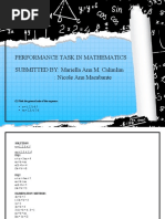 PERFORMANCE TASK IN MATHEMATICScalendar