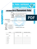 Ficha Introduccion Al Razonamiento Verbal para Cuarto de Primaria