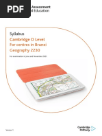 Syllabus: Cambridge O Level For Centres in Brunei Geography 2230