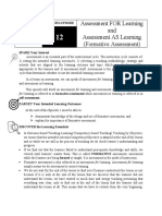 Assessment FOR Learning and Assessment AS Learning (Formative Assessment)