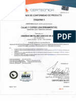 CERTIFICADO DE CONFORMIDAD 833 - ENCERRAMIENTOS - Cajas - Cofres Metálicos