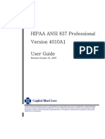 HIPAA ANSI 837 Professional Version 4010A1 User Guide: Revised October 01, 2007