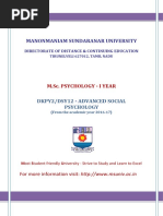 Manonmaniam Sundaranar University: M.Sc. Psychology - I Year