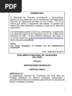 Reglamento Nacional de Tasaciones Del Pe