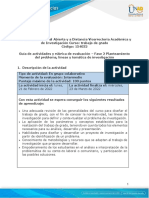 Guía de Actividades y Rúbrica de Evaluación - Unidad 1 - Fase 2 - Planteamiento Del Problema, Líneas y Tématica de Investigación