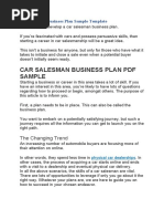 Car Salesman Business Plan