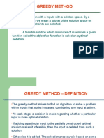 Greedy Method: Feasible Solution, We Mean A Subset of The Solution Space On