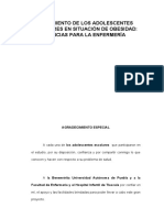 Conocimiento de Adolecentes Entre 10-19 Años Respecto A La Obesidad