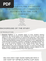 Bsed-3 English Students' Perceptions On Corrective Feedback in The New Normal