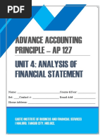 Advance Accounting Principle - Ap 127: Unit 4: Analysis of Financial Statement