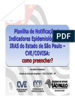 Planilha de Notifica Çã Ode Indicadores Epidemiol Ó Gicos de IRAS Do Estado de S Ã o Paulo - Cve/Covisa