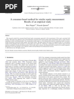 A Consumer-Based Method For Retailer Equity Measurement: Results of An Empirical Study