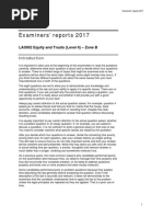 Examiners' Reports 2017: LA3002 Equity and Trusts (Level 6) - Zone B